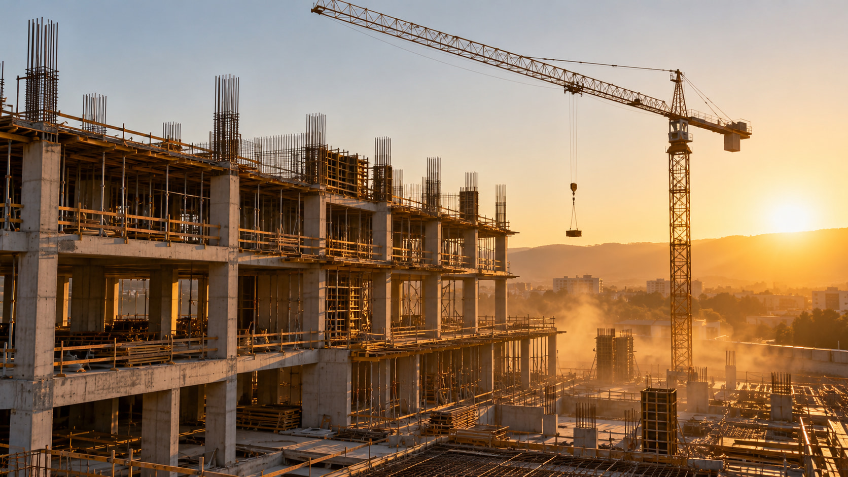 A building’s concrete frame under construction